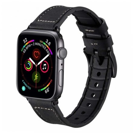 Apple Watch szilikon bőr szíj Fekete 38 40mm