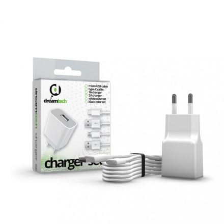 Dreamtech Charger Set 2A USB-A + USB-C kábel Fehér