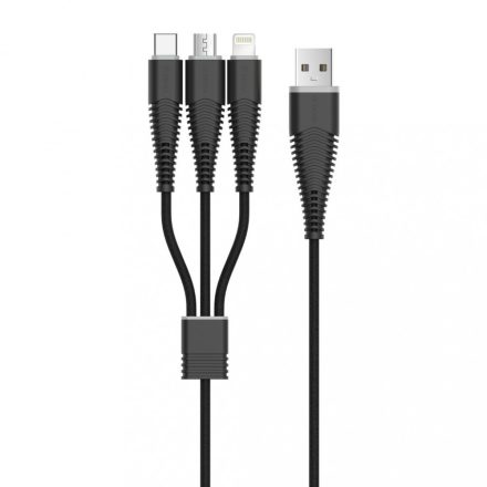 Devia 3in1 kábel USB 2.0 to Lightning + Micro USB + Type C fekete