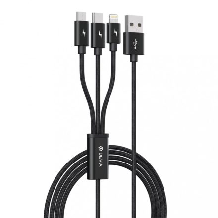 Devia 3in1 töltőkábel USB to Micro USB Type-c Lightning fekete