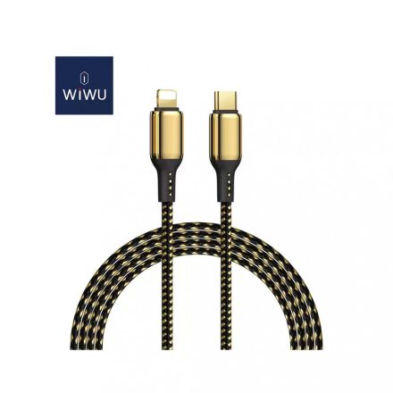 WIWU GD-103 Aranyozott braided USB-C Lightning kábel 20W fekete arany 1.2M