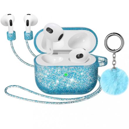 XPRO Apple Airpods 3 csillámos szilikon tok kék