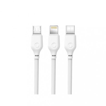 XO NB103 3in1 töltőkábel USB to Micro USB Type-c Lightning 1M 2,1A Fehér