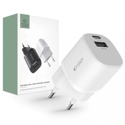 Tech-Protect C20W Mini Hálózati Töltő adapter PD 20W QC3.0 fehér