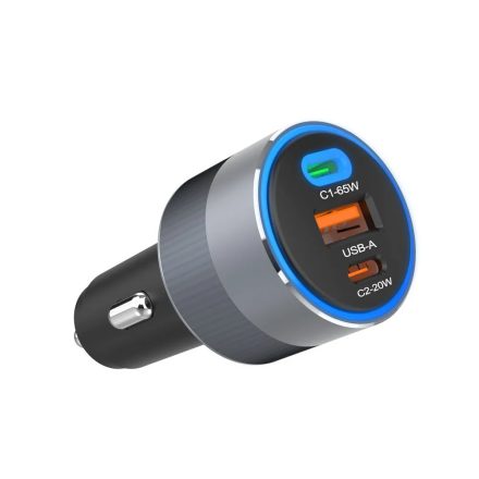 FORCELL F-ENERGY Alu autós töltő 85W PD+QC4.0+SAM SFC2.0, 2xUSB C+USB A