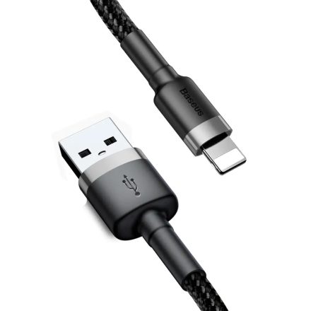 BASEUS CAFULE adatkábel (USB - lightning, 1.5A, gyorstöltő 3.0, 200cm, cipőfűző) FEKETE CALKLF-CG1