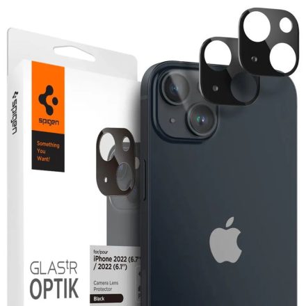 SPIGEN OPTIK kameravédő üveg 2db FEKETE iPhone 14 Plus AGL05274