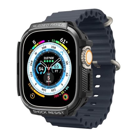 SPIGEN RUGGED ARMOR műanyag óra keret FEKETE Apple Watch Ultra 2 49mm ACS05456