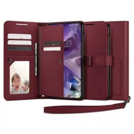 SPIGEN WALLET S PLUS flip tok álló bőr hatású Samsung S23 Plus BURGUNDY ACS05678