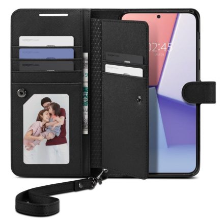 SPIGEN WALLET S PLUS flip tok álló bőr hatású Samsung S23 Plus FEKETE ACS05677