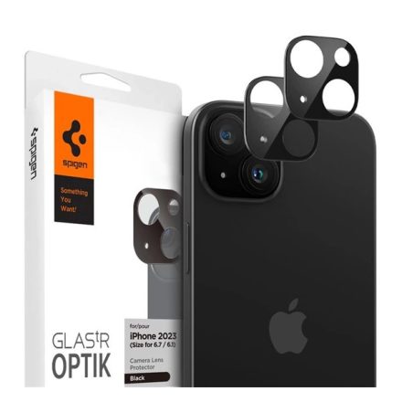 SPIGEN OPTIK PRO kameravédő üveg 2db FEKETE iPhone 15 Plus AGL06917