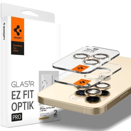 SPIGEN OPTIK kameravédő üveg 2db ARANY iPhone 14 Pro Max AGL05598