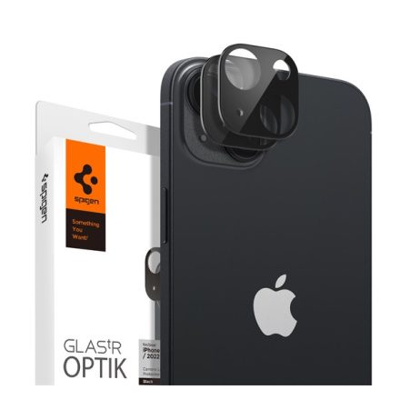 Spigen Glas.tR SLIM EZ Fit Optik iPhone 15/14 Pro Max/15/14 Pro Tempekameravédő fólia fekete (2db) AGL05273