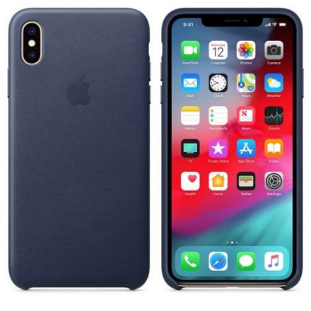 iPhone Xs Max Gyári Bőr Tok, Midnight Blue mrwu2zm/a