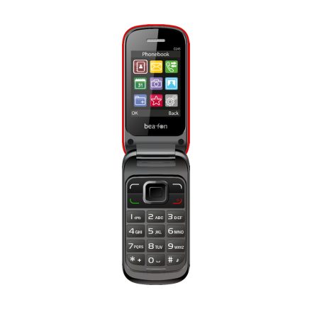 Beafon C245 Dual SIM 2,4"LCD összecsukható mobiltelefon kamerával, piros